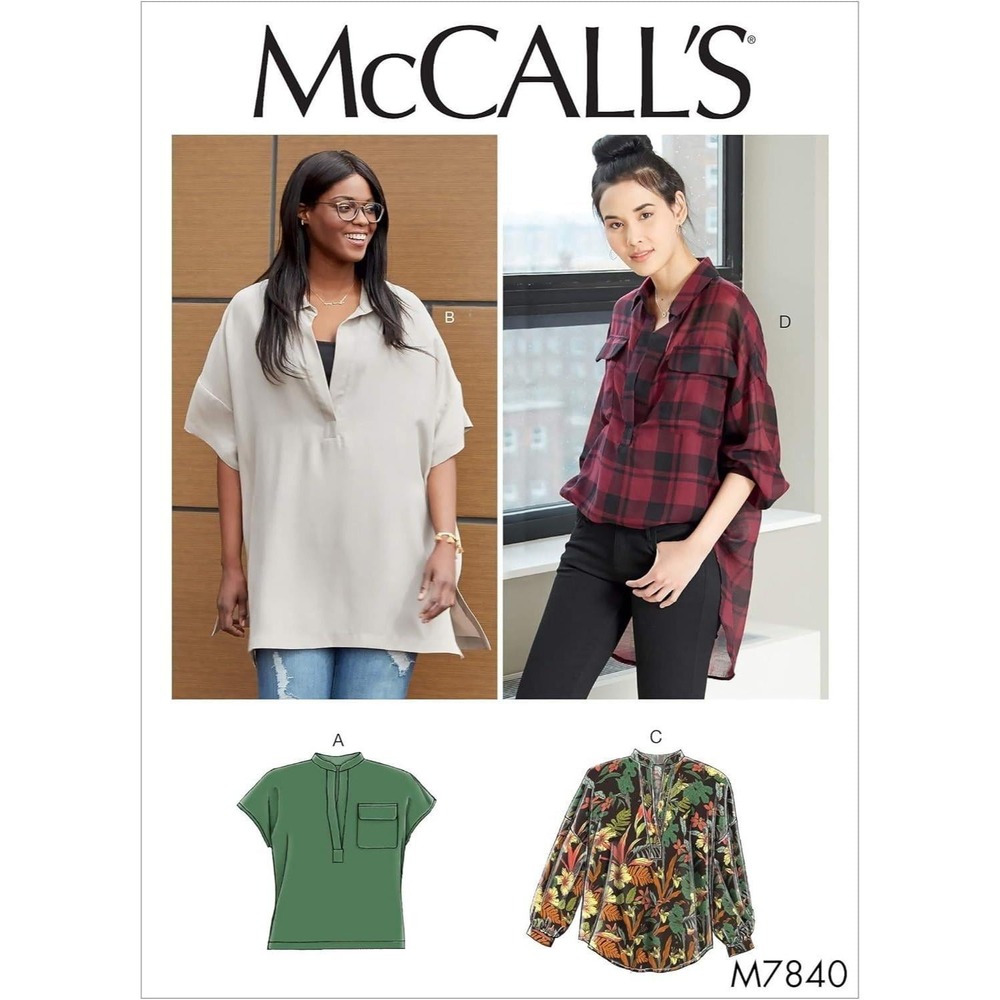 McCalls Sewing Pattern M7840 Top Tunic Blouse Misses 18W-24W Pullover Easy Uncut